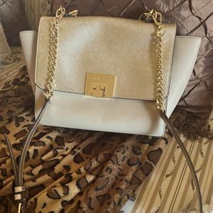 Michael Kors crossbody on gold with detachable chain and leather strap